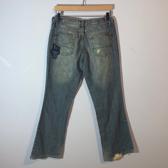 BONGO girls distressed patch unique vintage 90’s Denim Jeans 11 bootcut lowrise - Picture 12 of 12